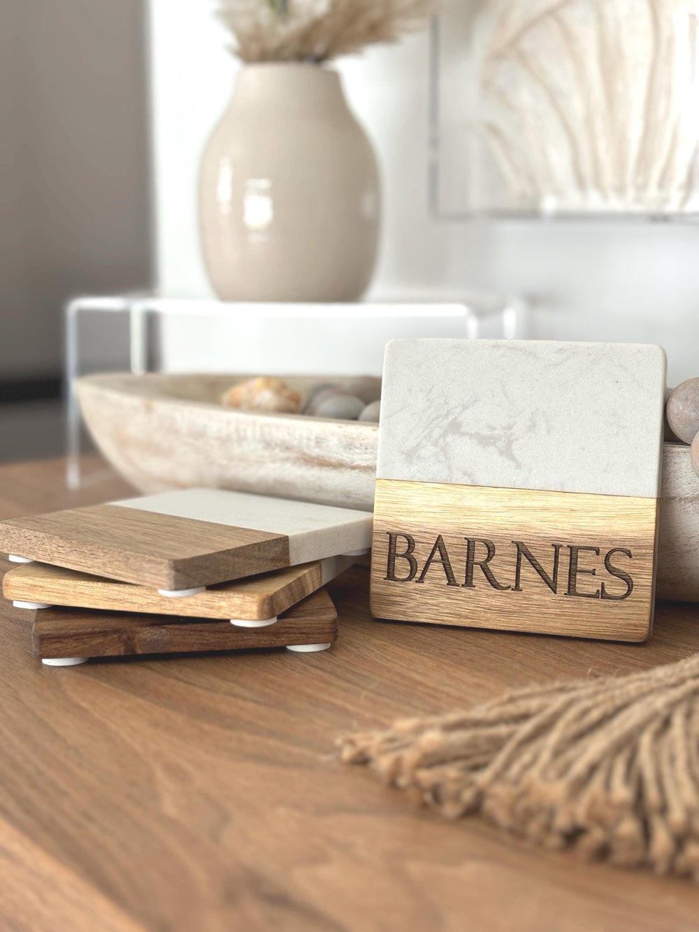 Personalized Coaster Set of 2 or 4 Engraved Made