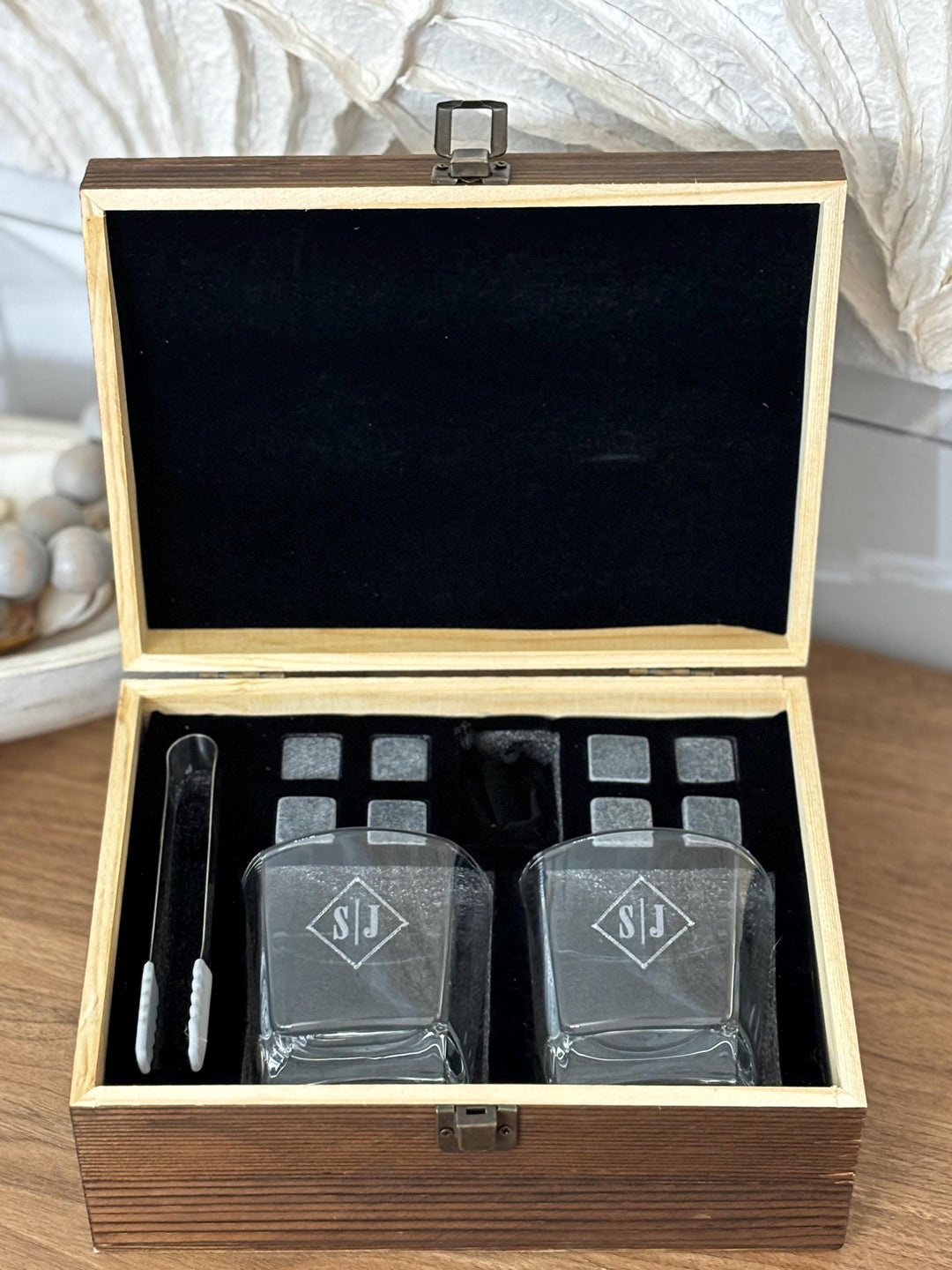 Signature Custom Whiskey Box and Glass Set Engraved Made