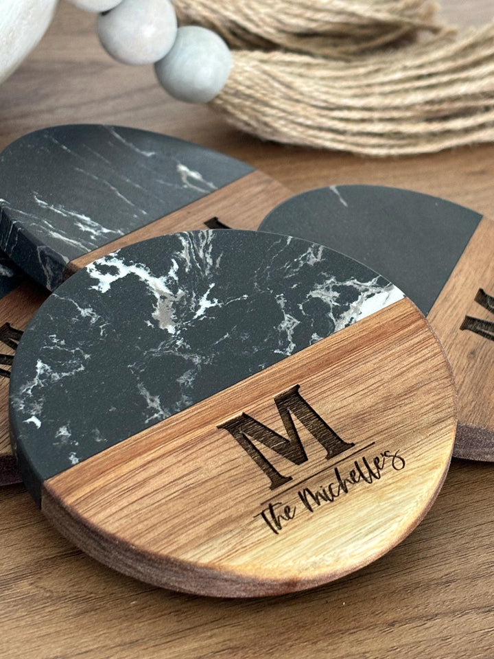 Personalized Coasters Set of 2 or 4 Engraved Made