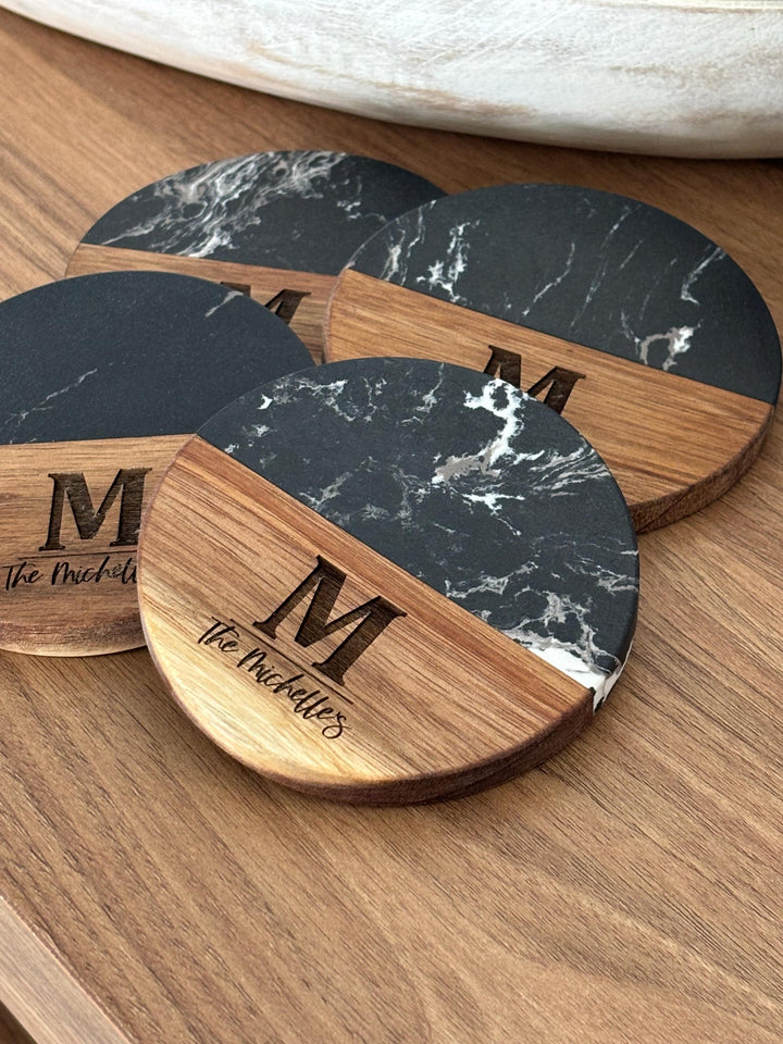 Personalized Coasters Set of 2 or 4 Engraved Made