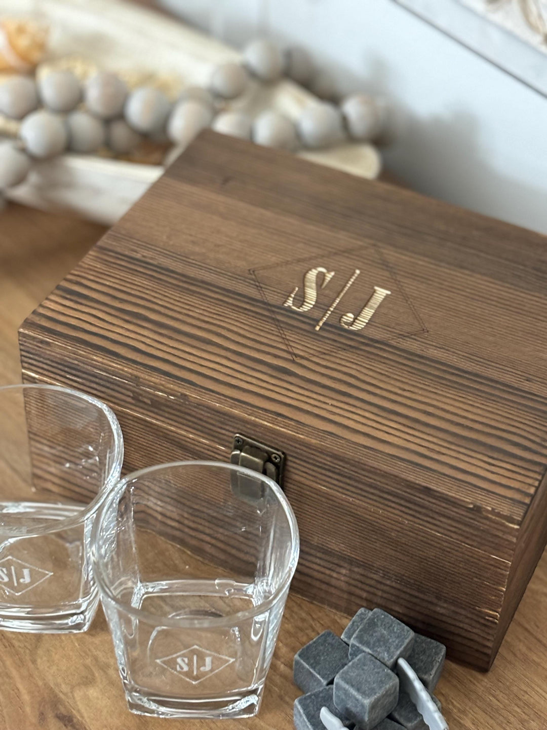Signature Custom Whiskey Box and Glass Set Engraved Made