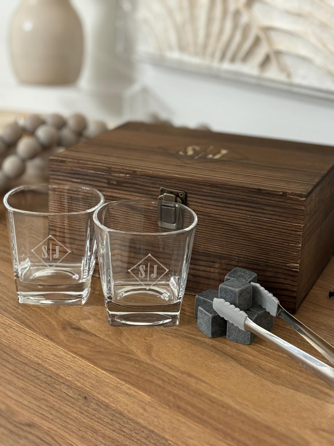 Signature Custom Whiskey Box and Glass Set Engraved Made