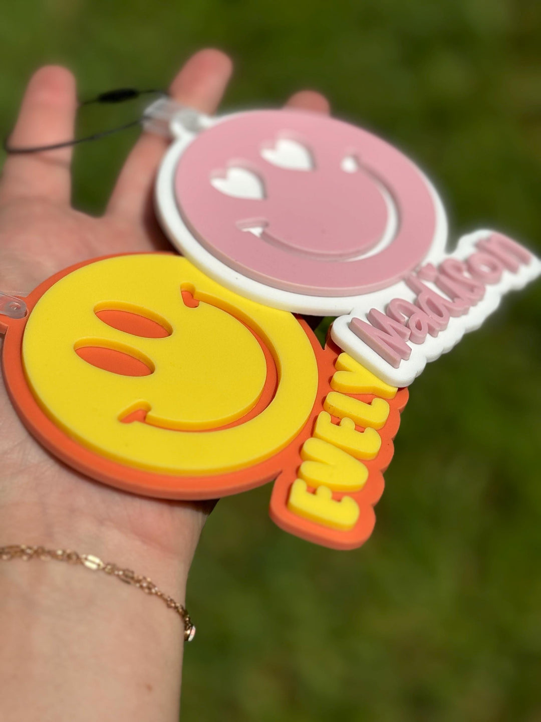 Smiley Face Backpack Keychains Engraved Made