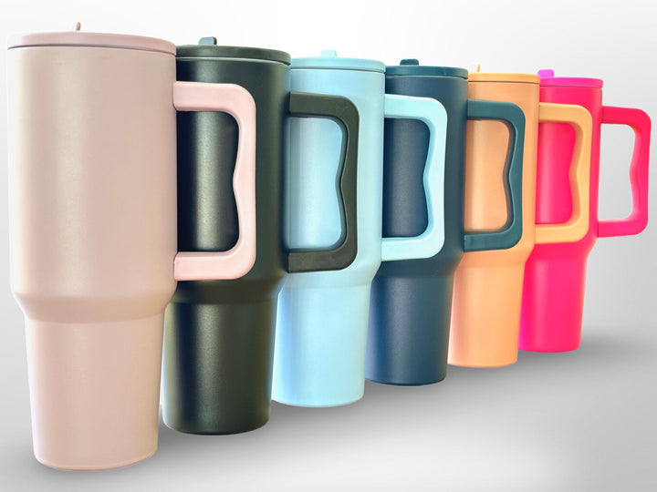 Personalized 40oz Insulated Tumbler with Handle, Lid, and Straw Engraved Made