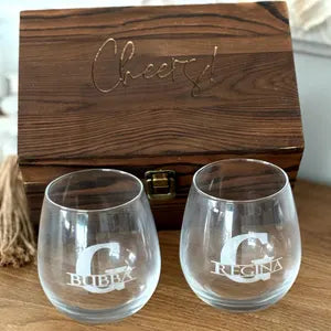 Engraved Personalized Wine Glass Set