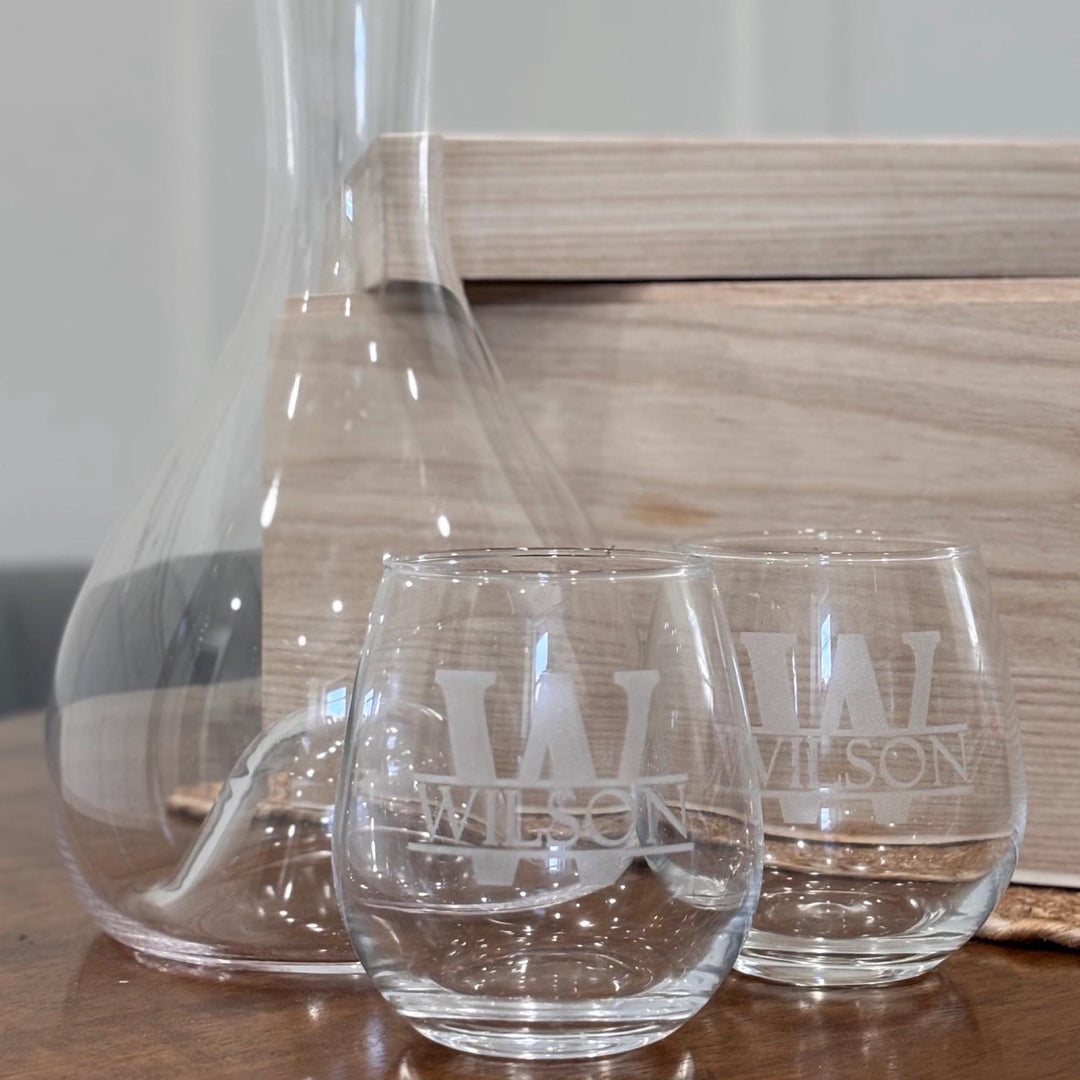 Personalized Wine Glass Set Engraved Made
