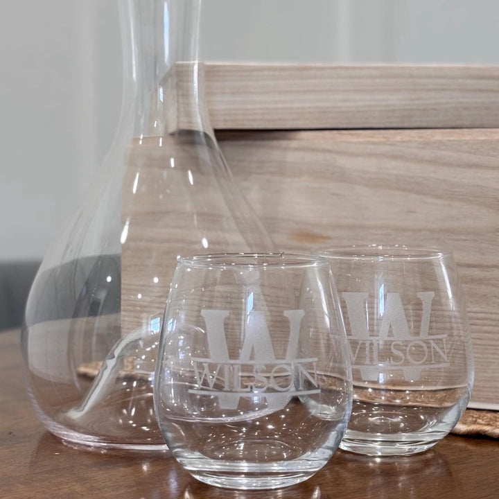 Personalized Wine Glass Set Engraved Made