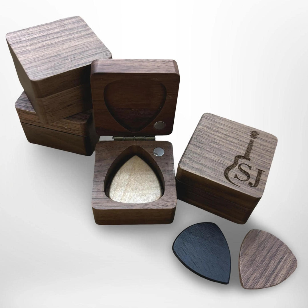 Custom Wooden Guitar Pick Holder & Plectrum Organizer Engraved Made