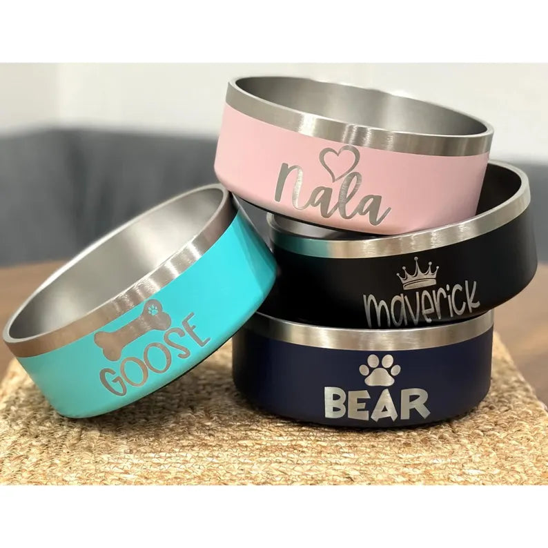 Custom Engraved Dog & Cat Bowls - Personalized Pet Food - Water Bowls - Unique Gift for Pets - Small - Large Sizes Available