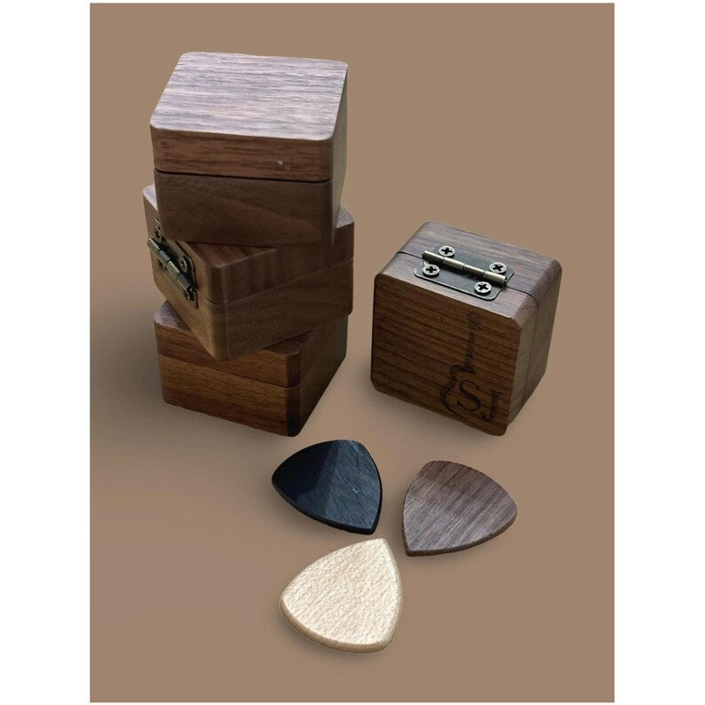 Custom Wooden Guitar Pick Box: Personalized Music Gift