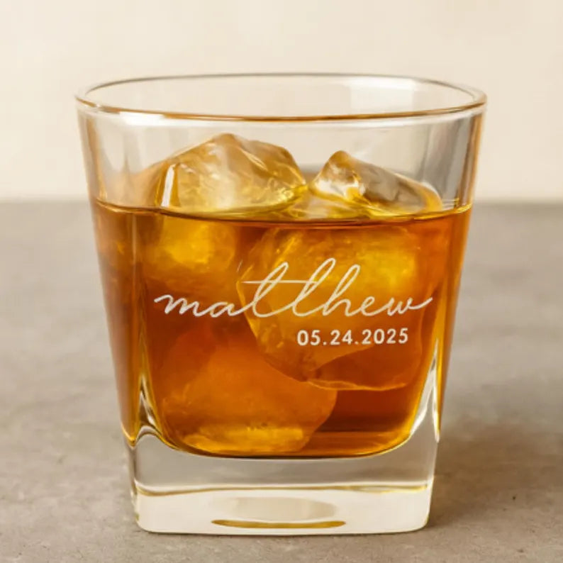 Groomsmen Whiskey Glasses - Square or Round