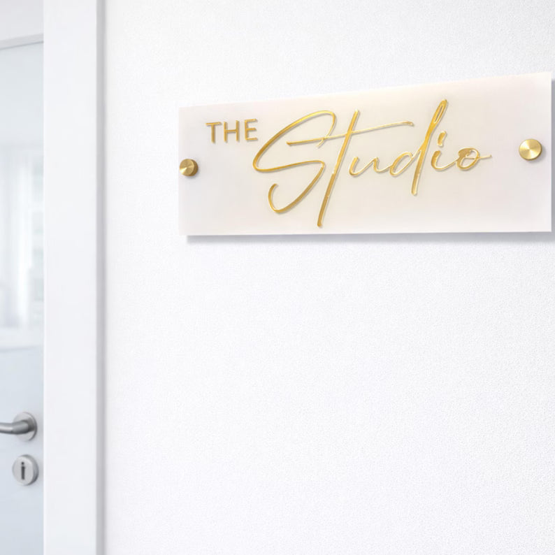Door or wall sign – Custom 3D acrylic logo with stand offs, modern business signage for salons, spas, clinics, door plaques
