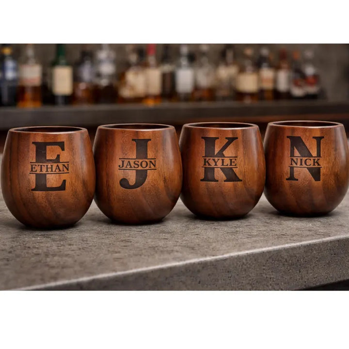 Rustic Oak Whiskey Glass with Burnt Wood, , Unique Barware for Scotch Whiskey Lovers, Gift for Men - Valentine's Day