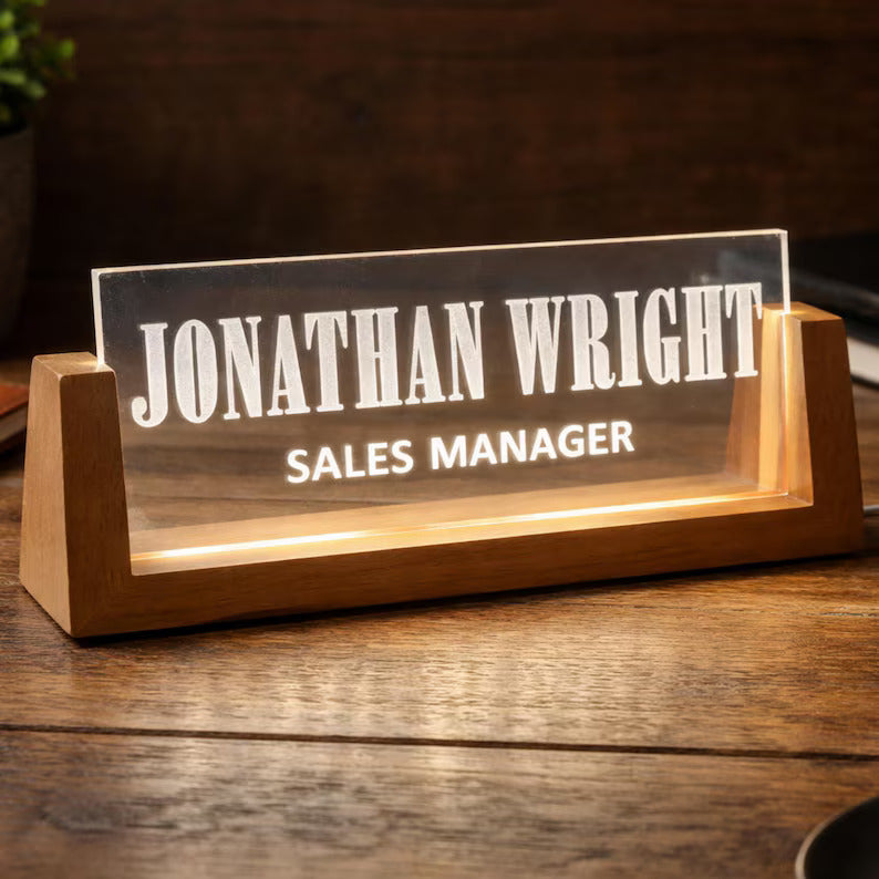 Personalized Led Acrylic Name Block - Desk Name Plate