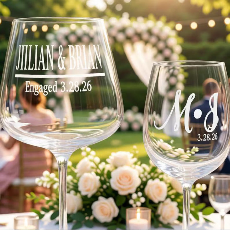 Custom Engraved Wine Glass, Personalized Wine Glass with Name, Bridesmaid Gift, Etched Wine Glass for Wedding