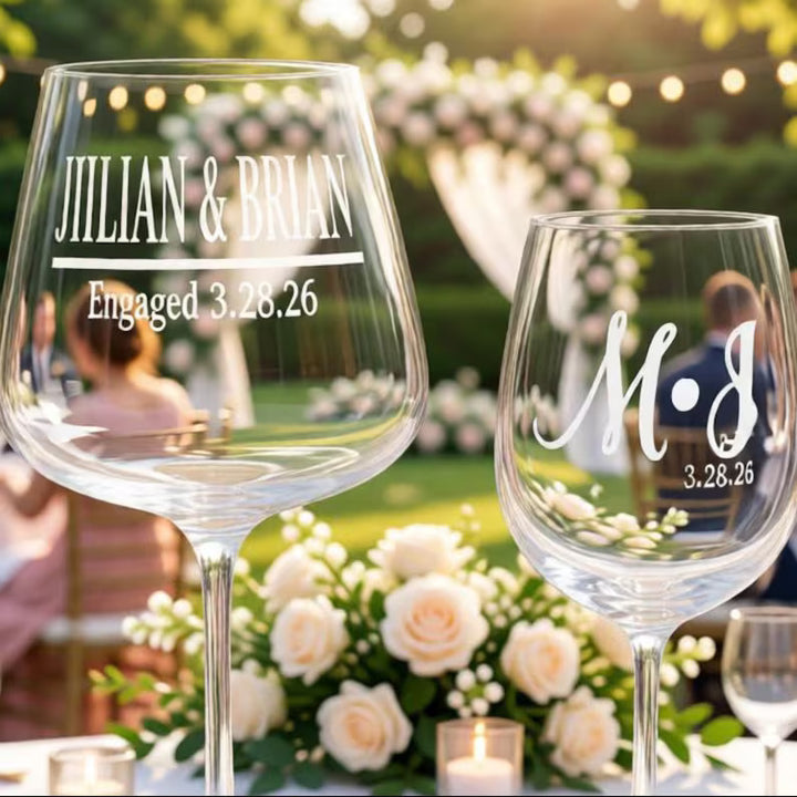 Custom Engraved Wine Glass, Personalized Wine Glass with Name, Bridesmaid Gift, Etched Wine Glass for Wedding
