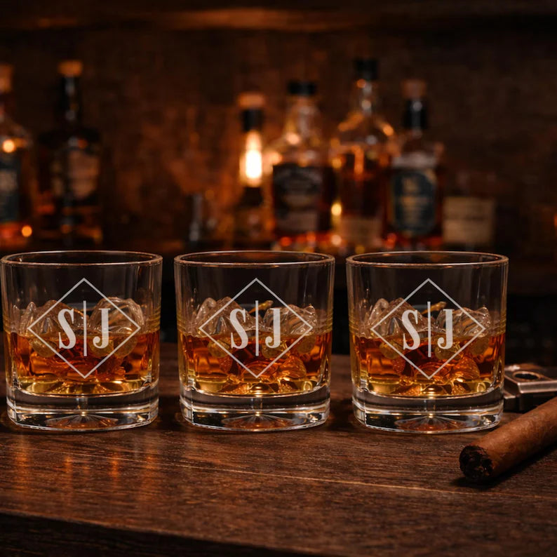 Engraved Bourbon Decanter Set with Bourbon Glasses - Retirement Gift, Graduation Gift, Groomsmen Gift for Him