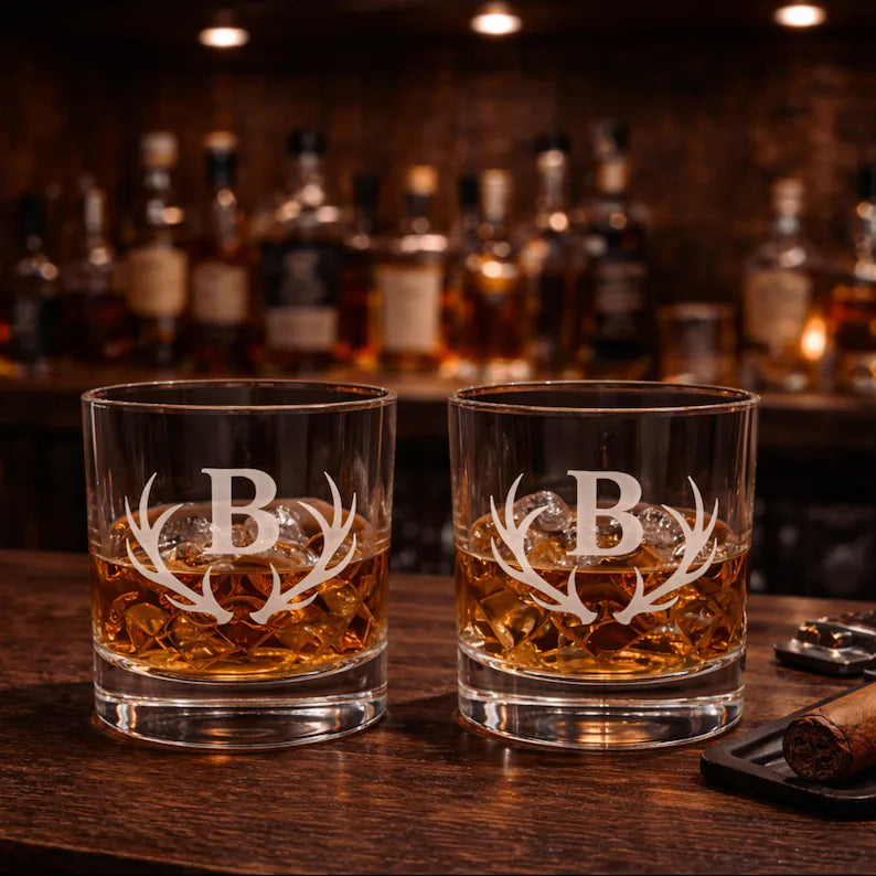 Engraved Bourbon Decanter Set with Bourbon Glasses - Retirement Gift, Graduation Gift, Groomsmen Gift for Him
