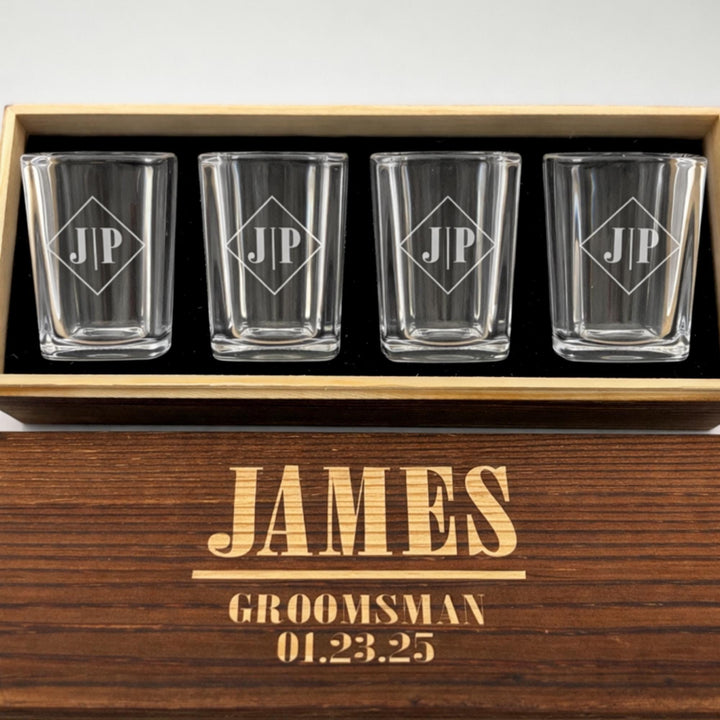 Groomsman Shot Glasses Gift Set - Best Man , Wedding