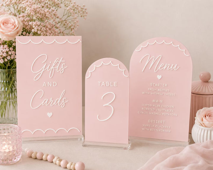 Custom Acrylic Wedding Bar Menu Sign: Laser Cut Drink List - Gift table Sign