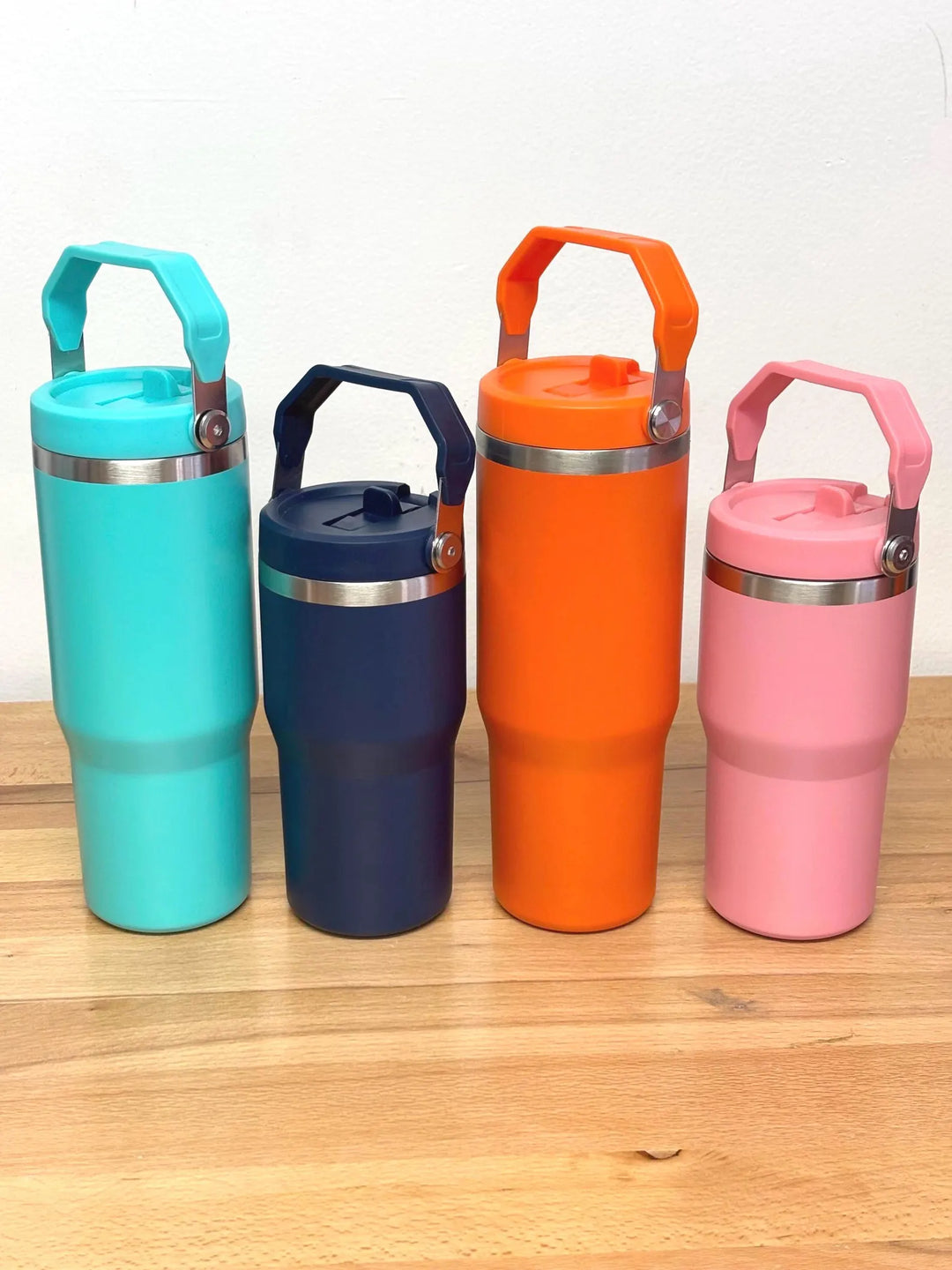 Personalized 30oz Insulated Tumbler: Engraved Cup With Handle and Fold Down Straw