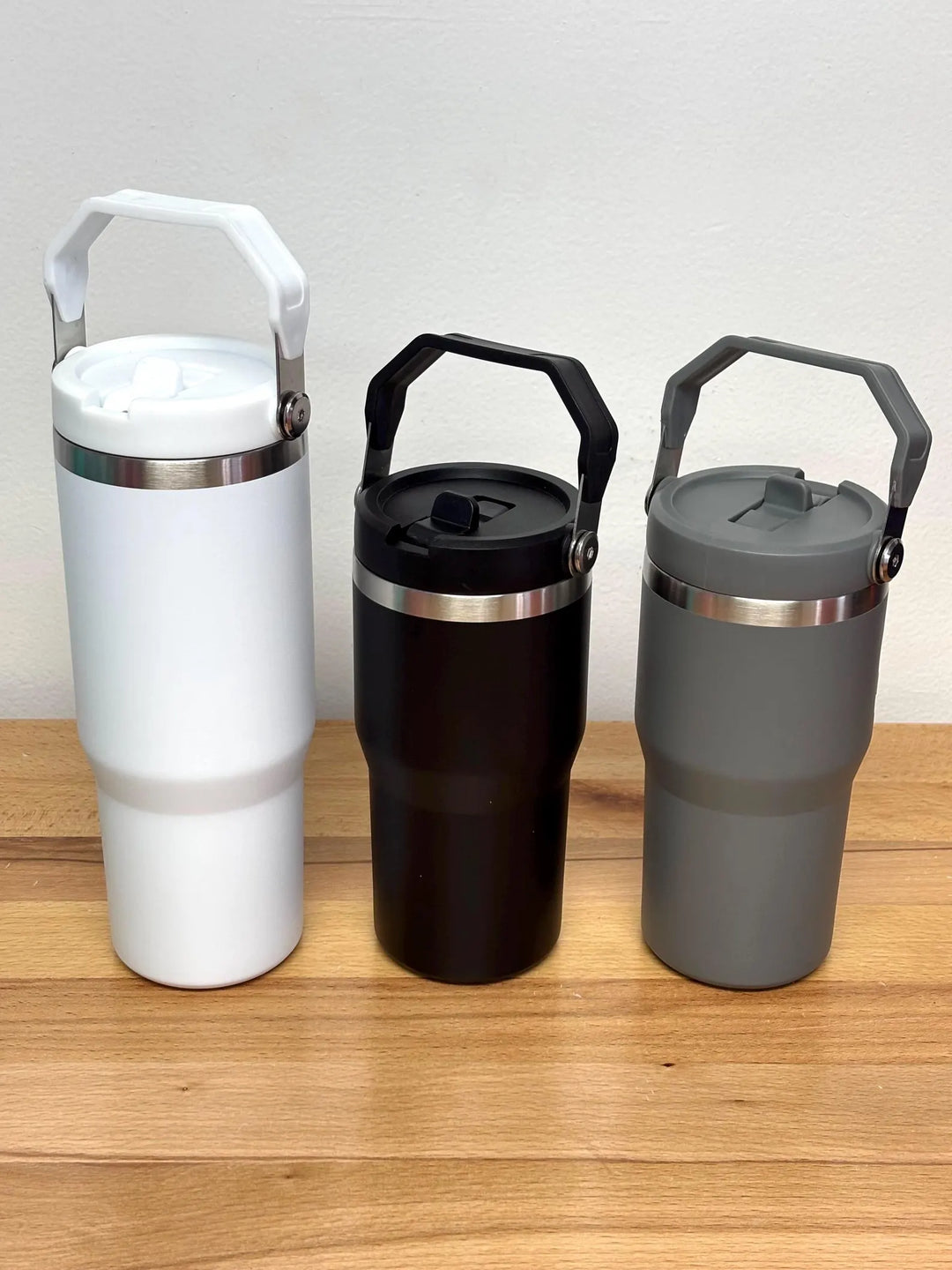 Personalized 30oz Insulated Tumbler: Engraved Cup With Handle and Fold Down Straw