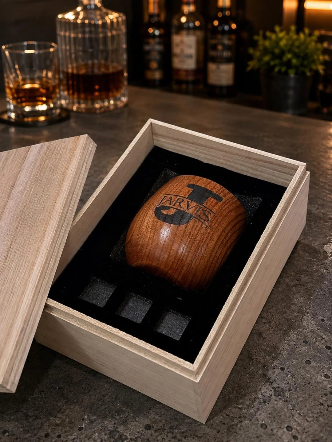 Personalized Groomsmen Wooden Whiskey Glass Set, Custom Whiskey Glass & Whiskey Stone Best Man Gift, Groomsmen Proposal Gifts Engraved Made