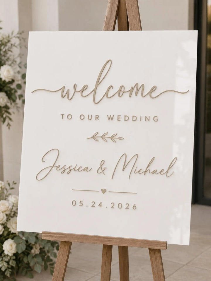 Acrylic Bride and Groom Welcome Sign Modern Wedding Welcome Sign - Welcome Sign Ceremony Sign - Party Sign Engraved Made