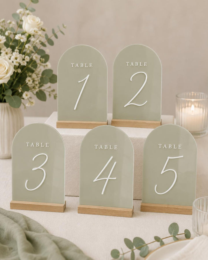 Acrylic Wedding Table Signs - Table Numbers -Mirrored Gold 3D Wedding Table Signs