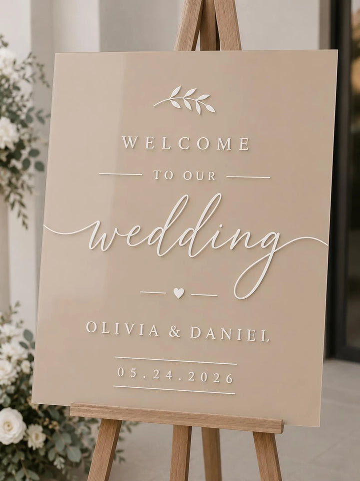 Acrylic Bride and Groom Welcome Sign Modern Wedding Welcome Sign - Welcome Sign Ceremony Sign - Party Sign Engraved Made