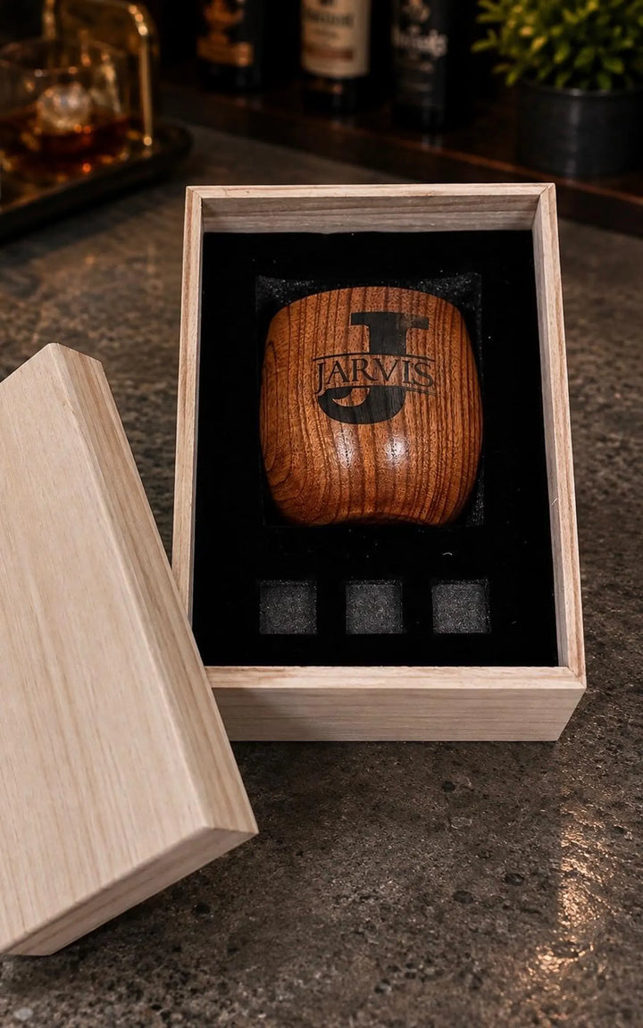 Personalized Groomsmen Wooden Whiskey Glass Set, Custom Whiskey Glass & Whiskey Stone Best Man Gift, Groomsmen Proposal Gifts Engraved Made