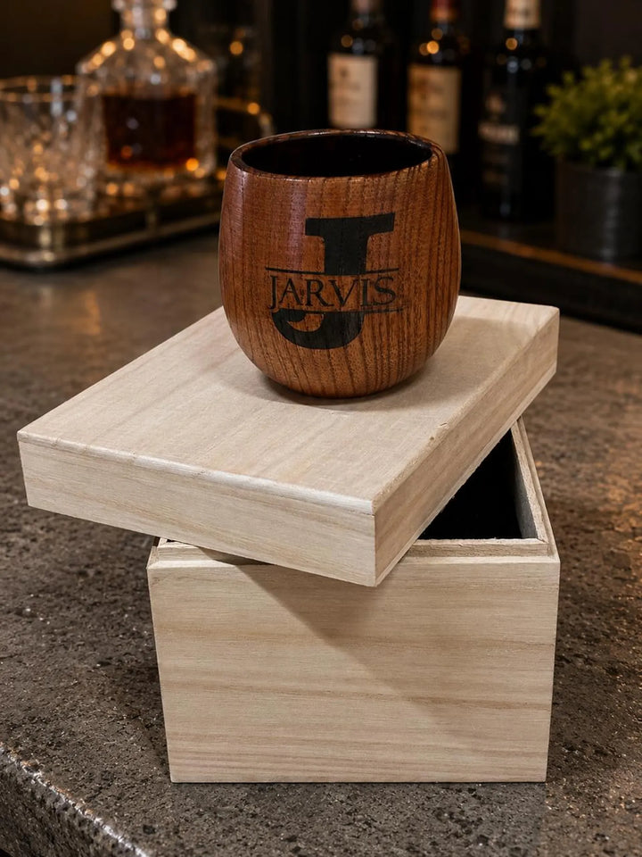 Personalized Groomsmen Wooden Whiskey Glass Set, Custom Whiskey Glass & Whiskey Stone Best Man Gift, Groomsmen Proposal Gifts Engraved Made