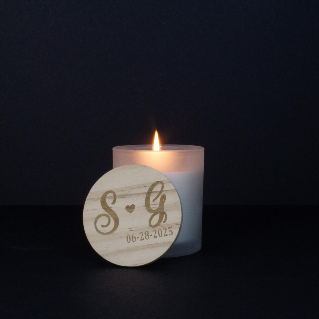 Candle With Custom Engraved Wooden Lid - Elegant Aromatherapy Candle for Gifts, Weddings, and Special Occasions