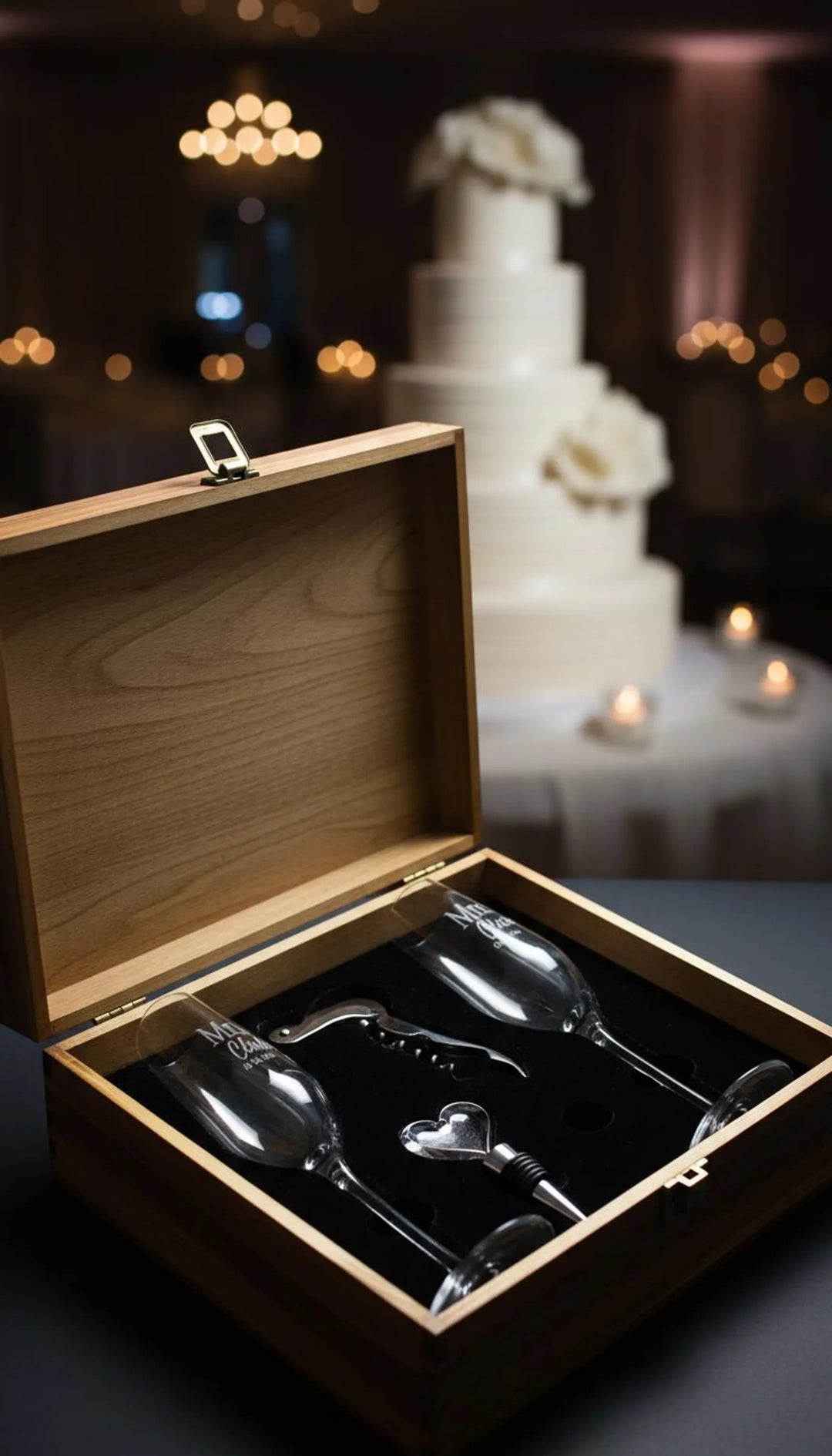 Personalized Champagne Box Set with Engraved Champagne Flutes- Wedding Gifts
