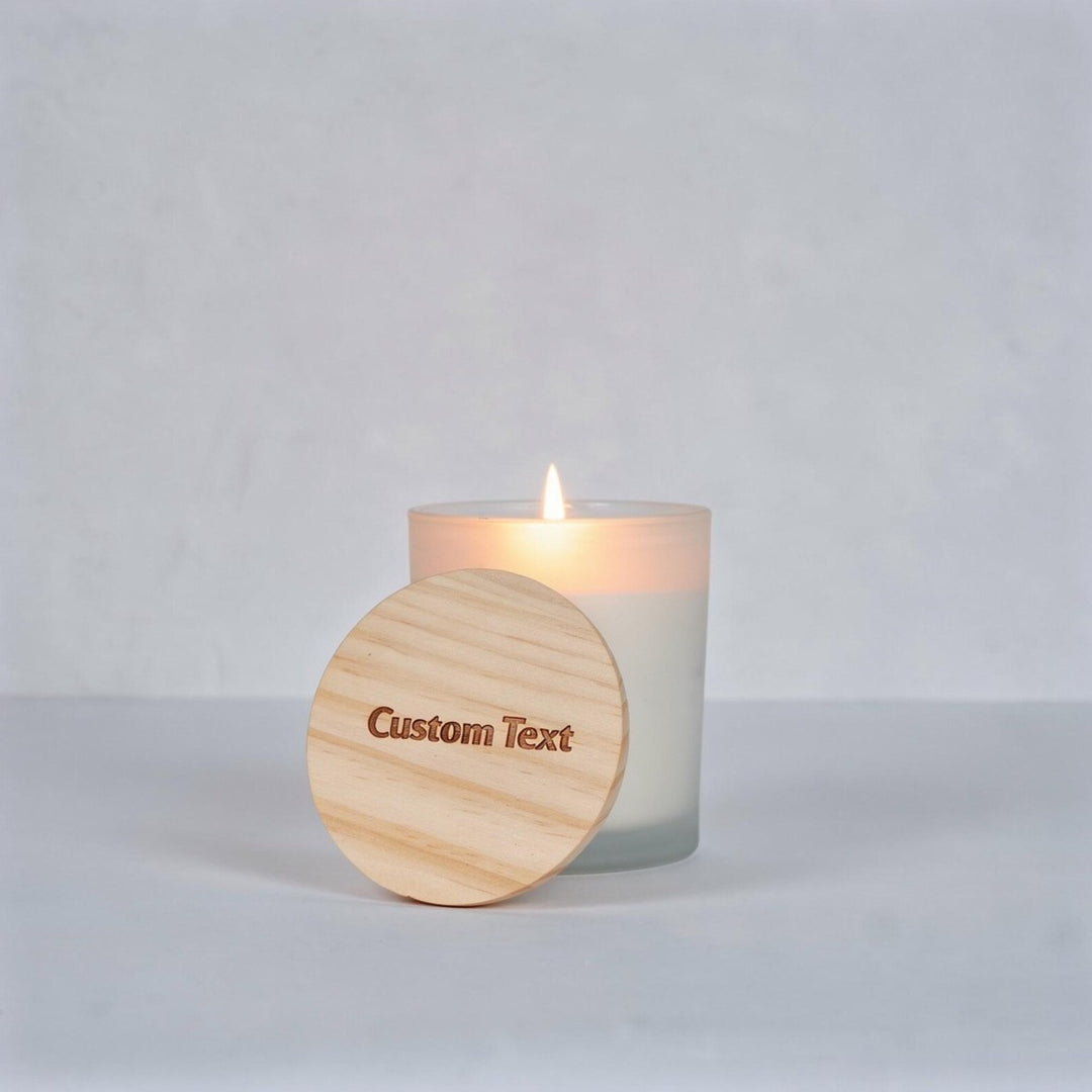 Candle With Custom Engraved Wooden Lid - Elegant Aromatherapy Candle for Gifts, Weddings, and Special Occasions
