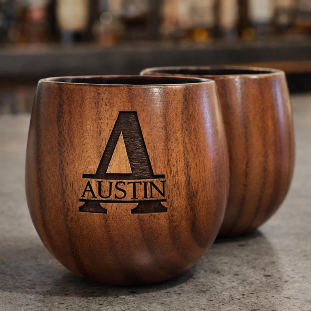 Custom Engraved Groomsmen Gift Set Gift - Personalized Whiskey Decanter and Wooden Glasses, Best Man & Wedding Party, Father In-law Gift Engraved Made