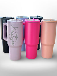 Personalized 40oz Insulated Tumbler: Engraved Rainbow Cup With Handle
