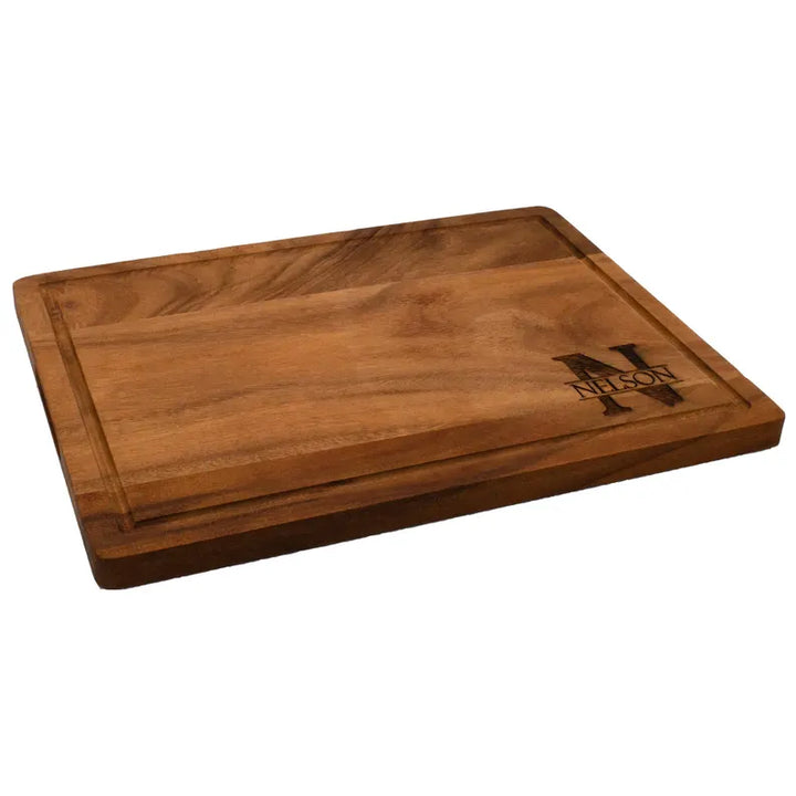 Personalized Hardwood Walnut Cutting Board with Juice Groove ,Custom Split Monogram Gift | Engraved Wedding & Housewarming Present