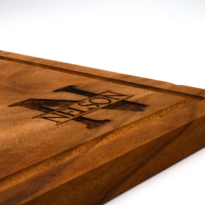 Personalized Hardwood Walnut Cutting Board with Juice Groove ,Custom Split Monogram Gift | Engraved Wedding & Housewarming Present