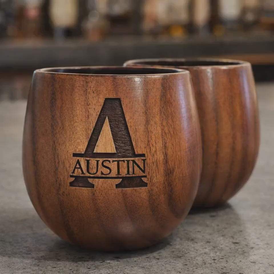 Custom Engraved Wooden Whiskey Glasses Set, Personalized Anniversary Gift for Him, Birthday Gifts for Husband- Brother - Wedding - Best man