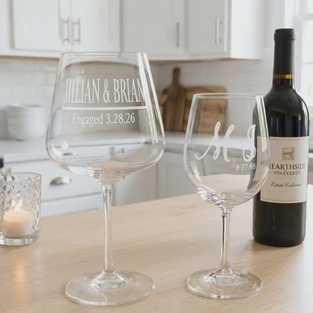 Custom Engraved Wine Glass, Personalized Wine Glass with Name, Bridesmaid Gift, Etched Wine Glass for Wedding