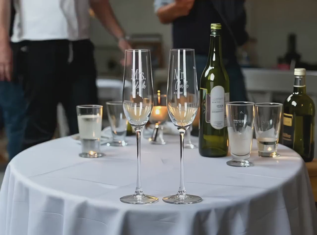 Personalized Champagne Box Set with Engraved Champagne Flutes- Wedding Gifts