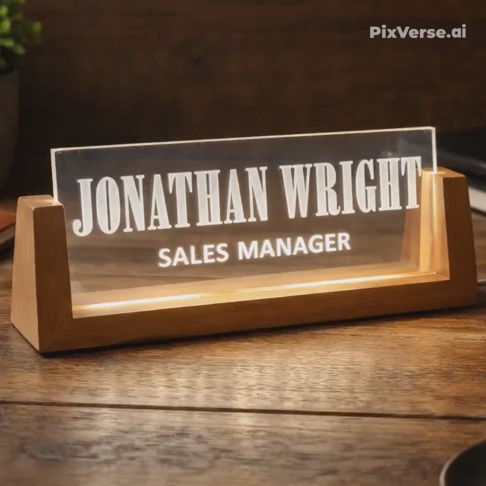 Personalized Led Acrylic Name Block - Desk Name Plate